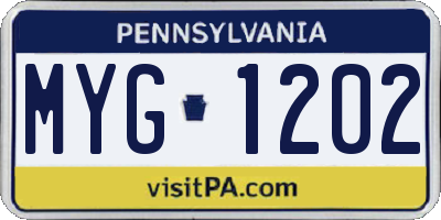 PA license plate MYG1202