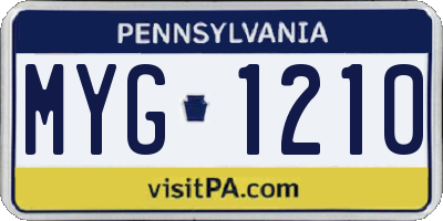 PA license plate MYG1210