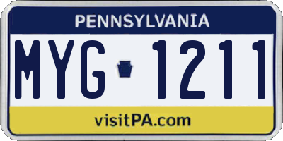 PA license plate MYG1211