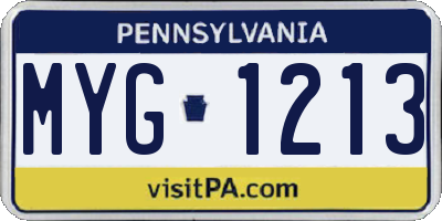 PA license plate MYG1213