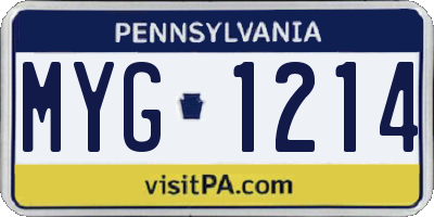 PA license plate MYG1214