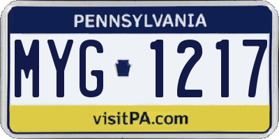 PA license plate MYG1217