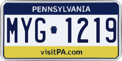 PA license plate MYG1219