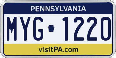 PA license plate MYG1220