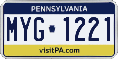 PA license plate MYG1221