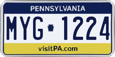 PA license plate MYG1224