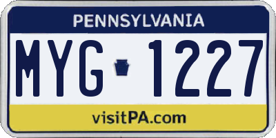 PA license plate MYG1227