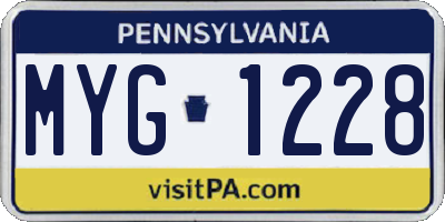 PA license plate MYG1228