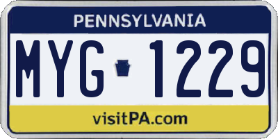 PA license plate MYG1229