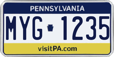 PA license plate MYG1235