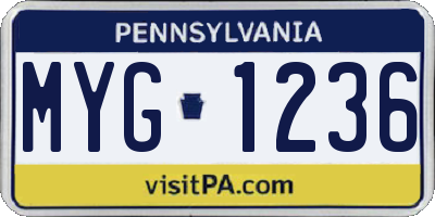 PA license plate MYG1236