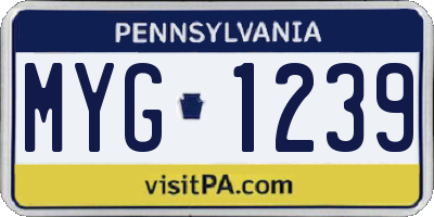 PA license plate MYG1239