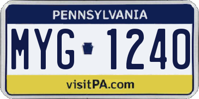 PA license plate MYG1240