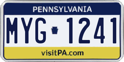 PA license plate MYG1241