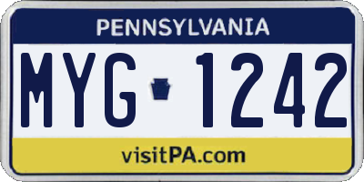 PA license plate MYG1242