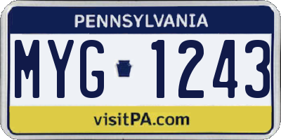 PA license plate MYG1243