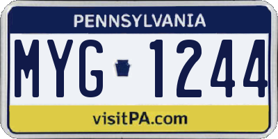 PA license plate MYG1244