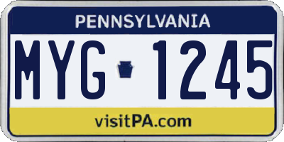 PA license plate MYG1245