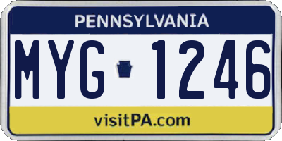 PA license plate MYG1246