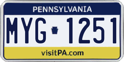 PA license plate MYG1251