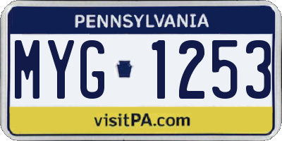 PA license plate MYG1253