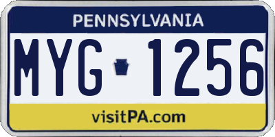 PA license plate MYG1256