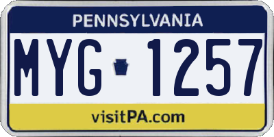 PA license plate MYG1257