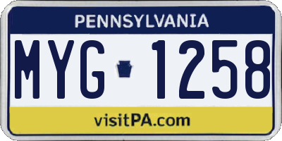 PA license plate MYG1258