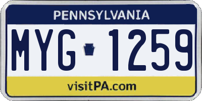 PA license plate MYG1259