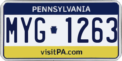 PA license plate MYG1263