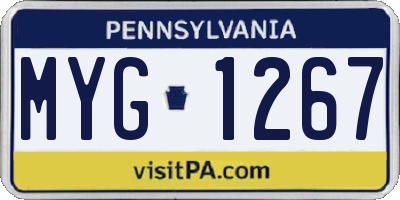 PA license plate MYG1267