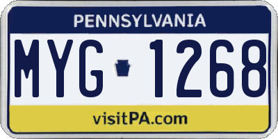 PA license plate MYG1268