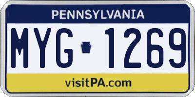 PA license plate MYG1269