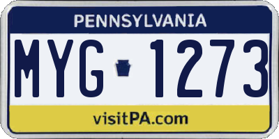 PA license plate MYG1273