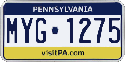 PA license plate MYG1275