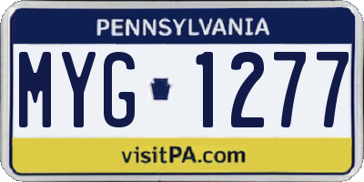PA license plate MYG1277