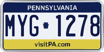 PA license plate MYG1278