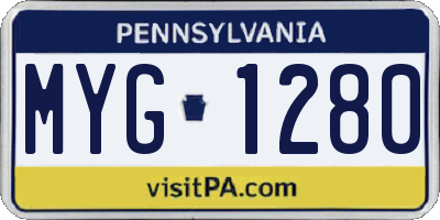 PA license plate MYG1280