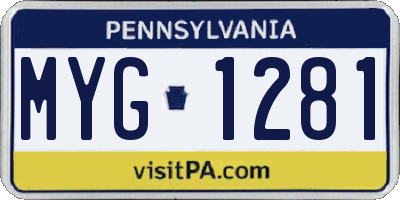 PA license plate MYG1281