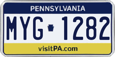 PA license plate MYG1282
