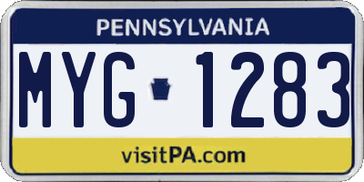 PA license plate MYG1283