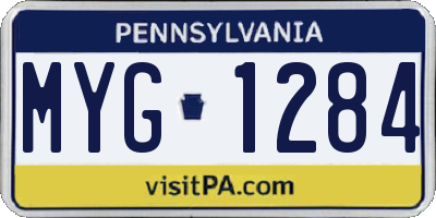 PA license plate MYG1284