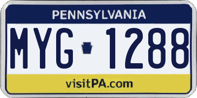 PA license plate MYG1288