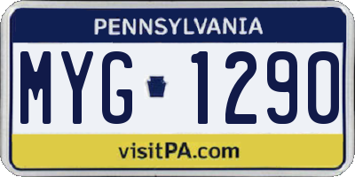PA license plate MYG1290