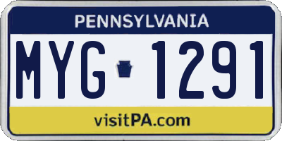 PA license plate MYG1291
