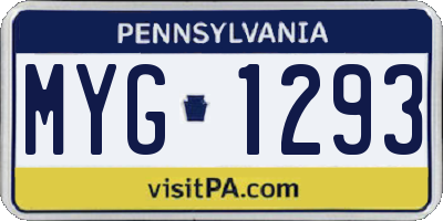 PA license plate MYG1293
