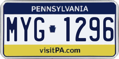 PA license plate MYG1296