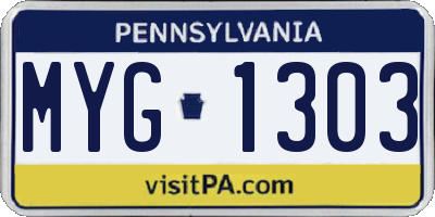 PA license plate MYG1303