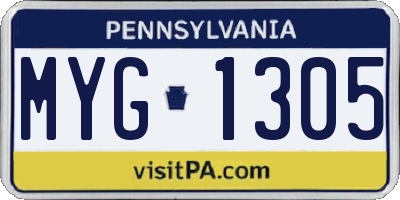PA license plate MYG1305