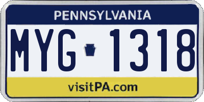 PA license plate MYG1318
